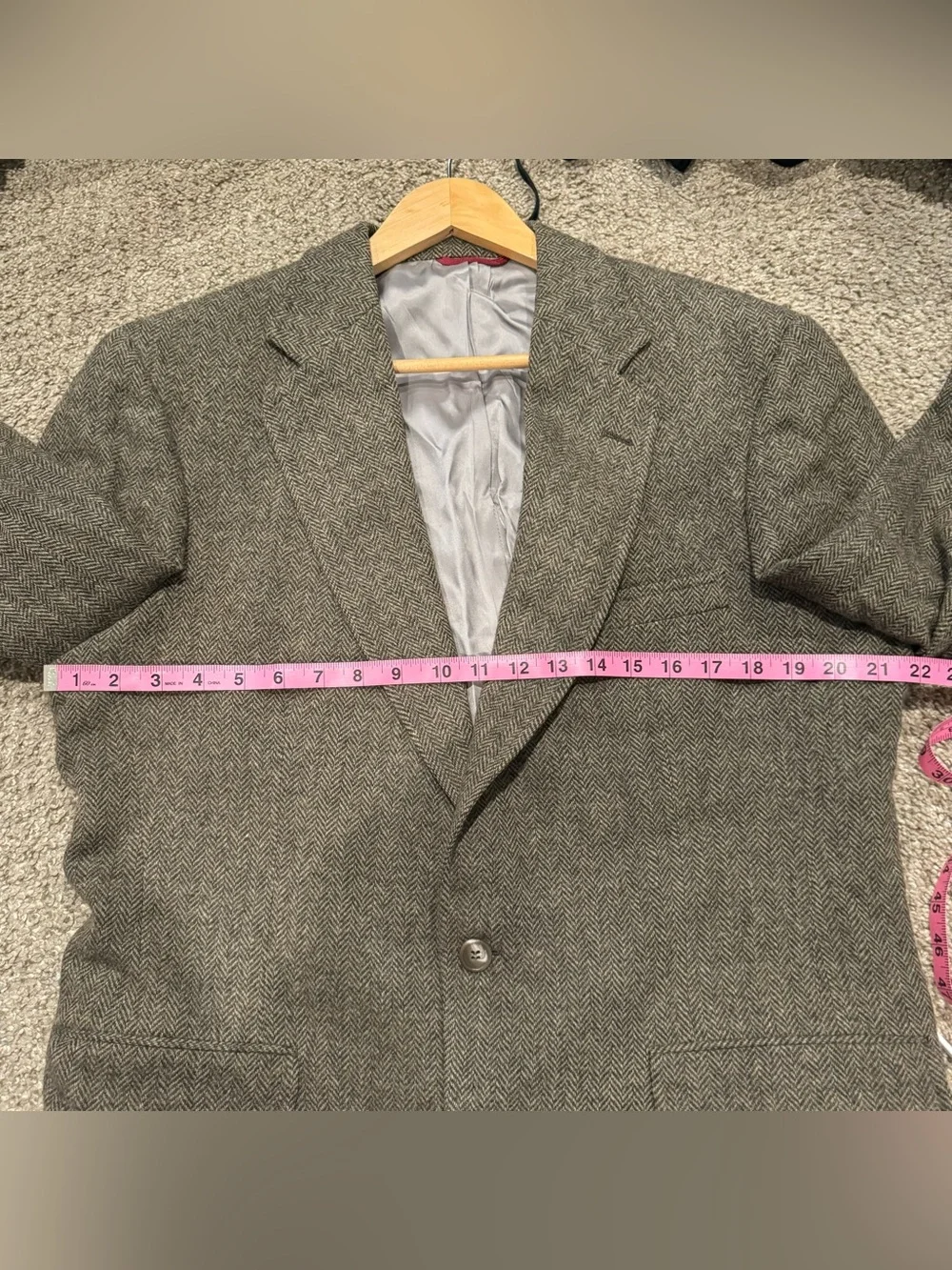 Vintage Men's Jos. A. Bank Brown Herringbone Wool Tweed 44R Blazer Jacket Coat